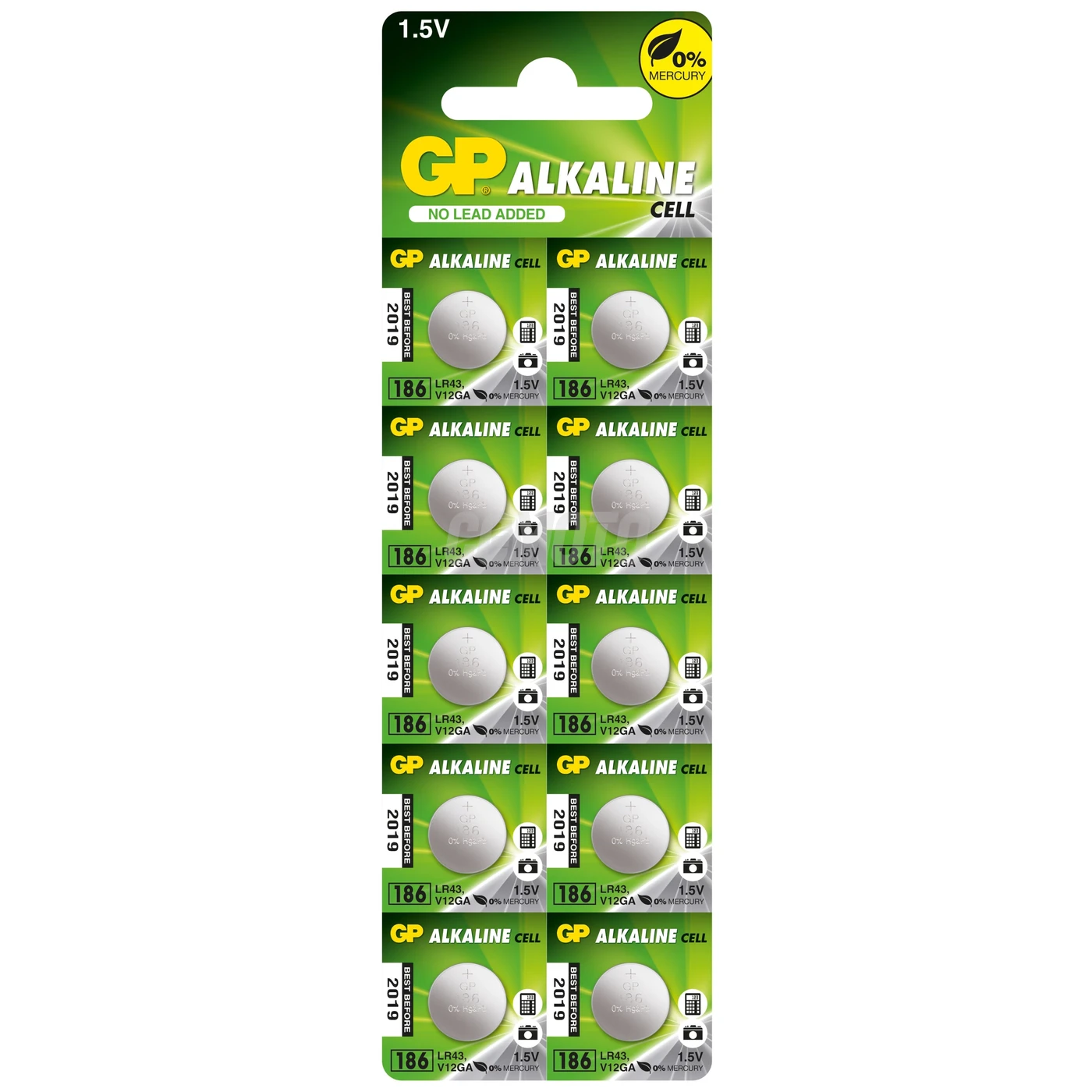 10 pilas de botón alcalinass LR43 1,5 V 