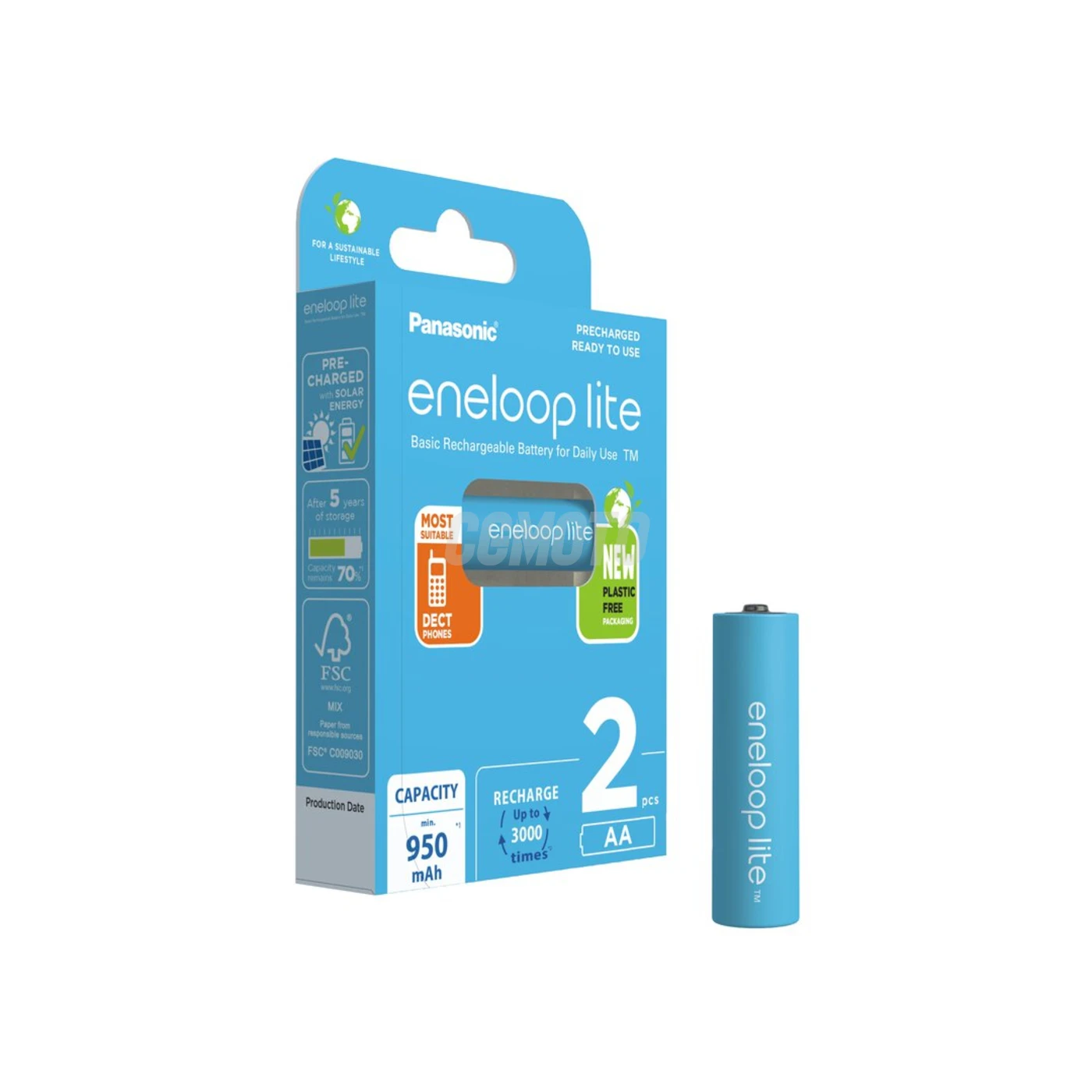 2 pilas recargables NIMH AA 1,2 V Lite 950mAh