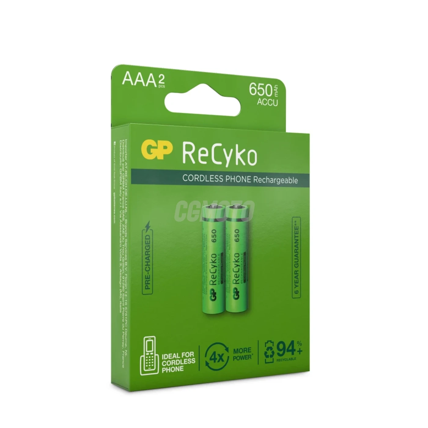 2 pilas recargables NIMH AAA 1,2 V Recyko 650 mAh