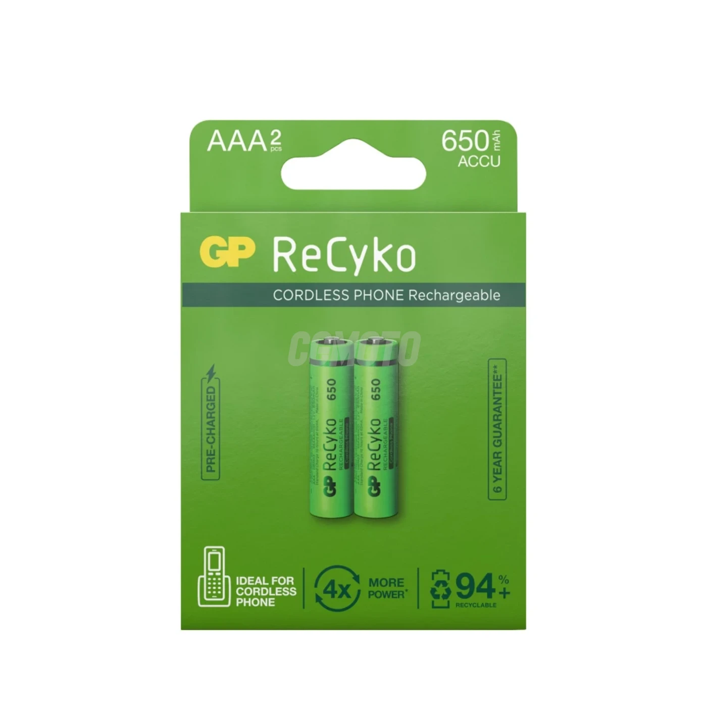2 pilas recargables NIMH AAA 1,2 V Recyko 650 mAh
