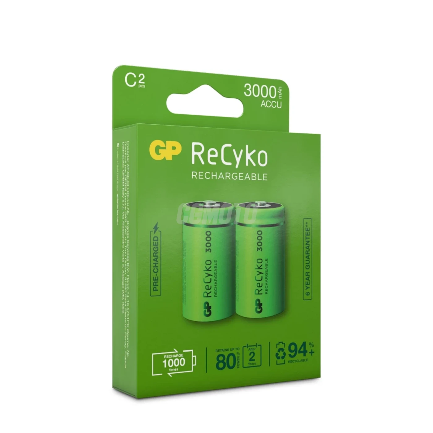 2 pilas recargables NIMH C 1,2 V Recyko 3000 mAh