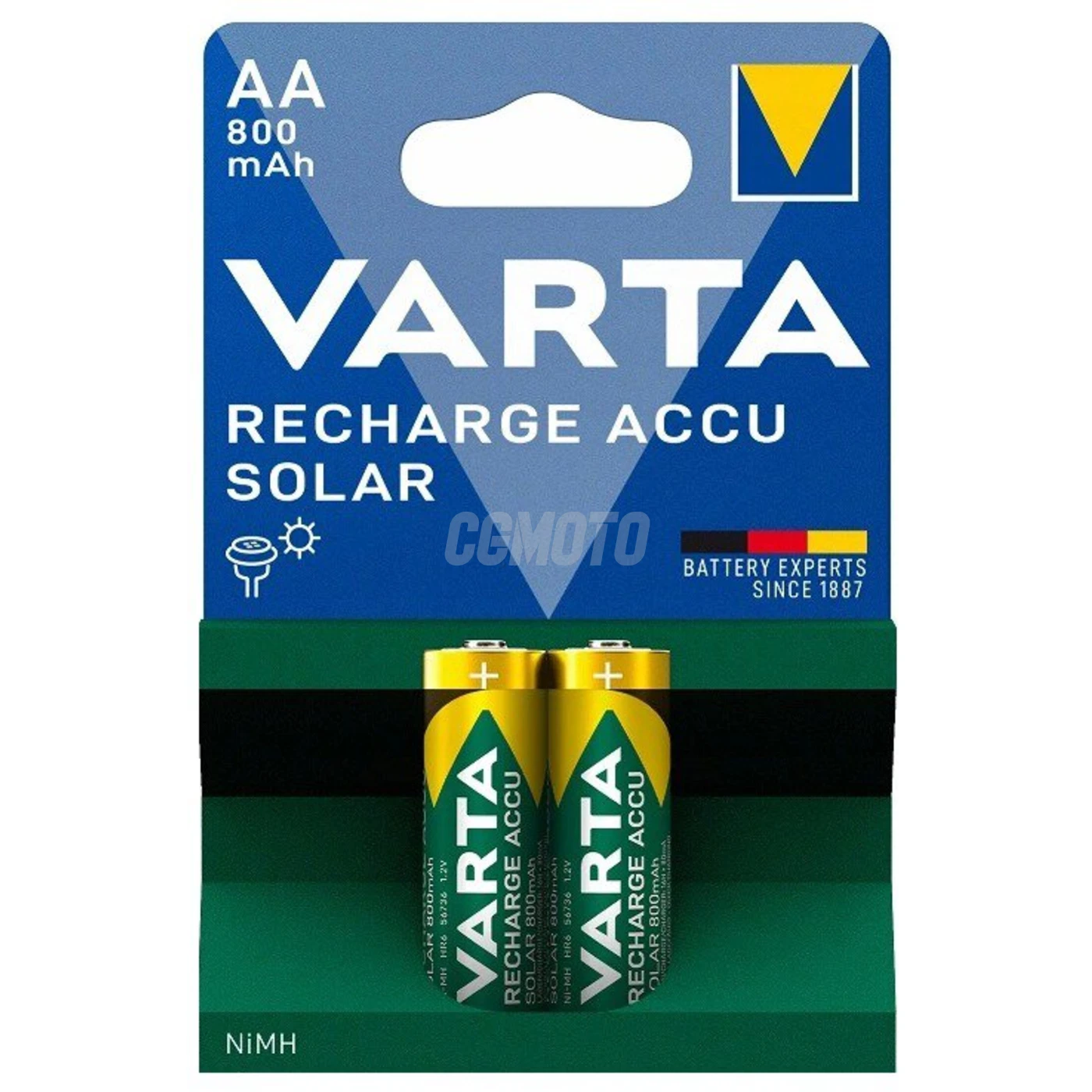 2 pilas recargables NIMH LR6/AA 1,2 V Solar 800 mAh