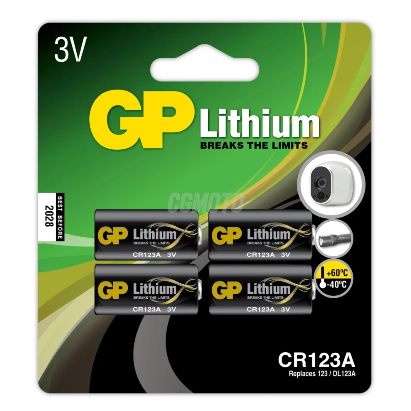 4 pilas de litio CR123A 3 V 
