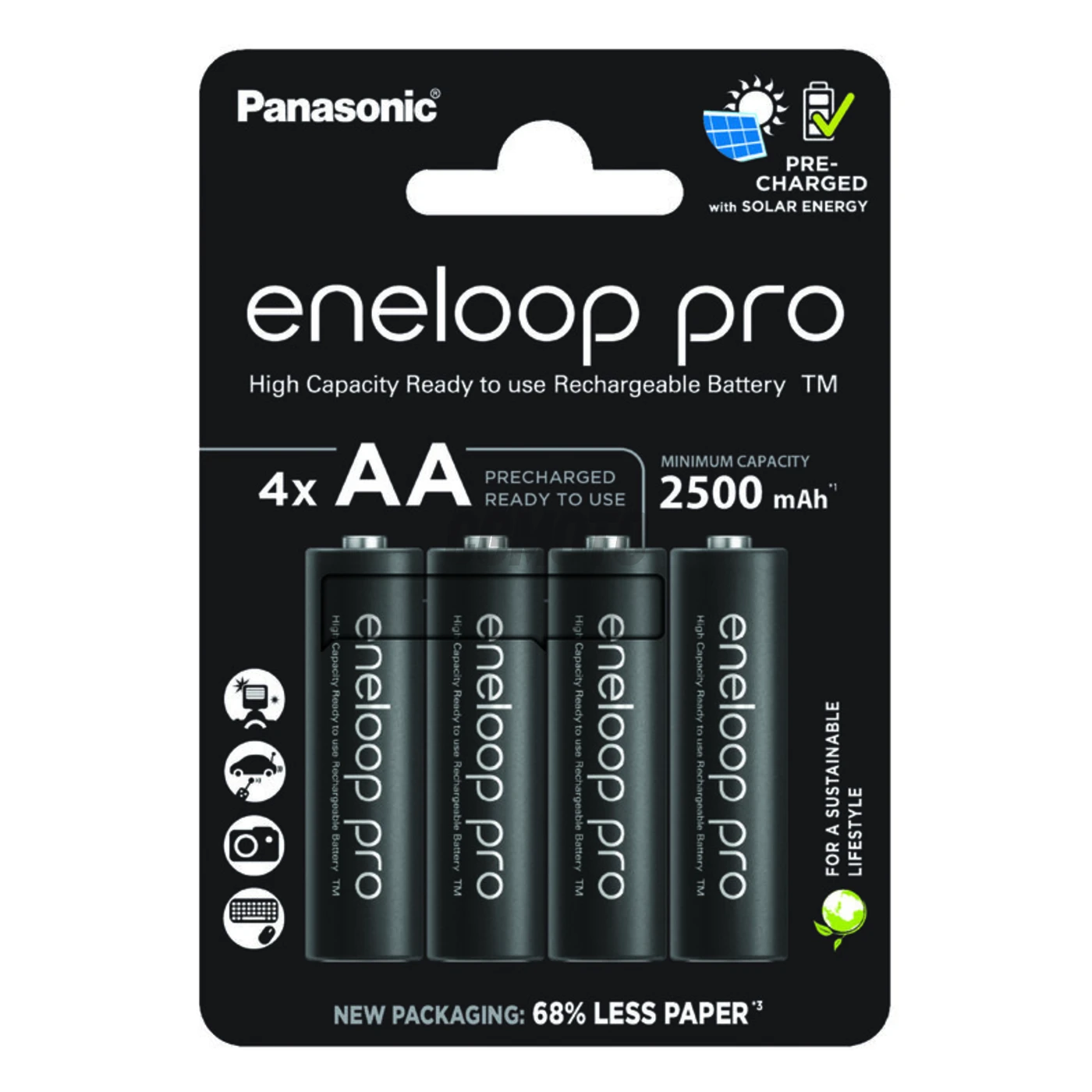 4 pilas recargables NIMH AA 1,2 V PRO 2500 mAh