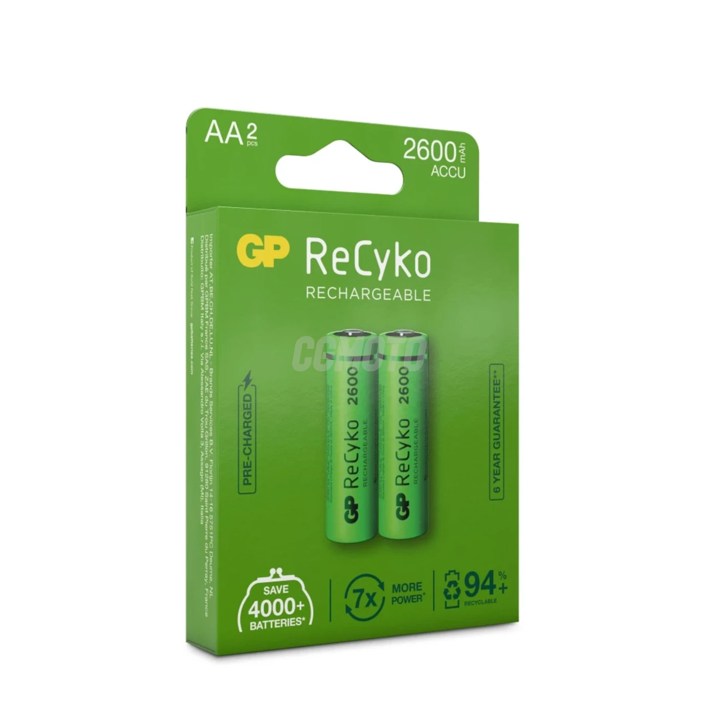 4 pilas recargables NIMH AA 1,2 V Recyko 2600 mAh