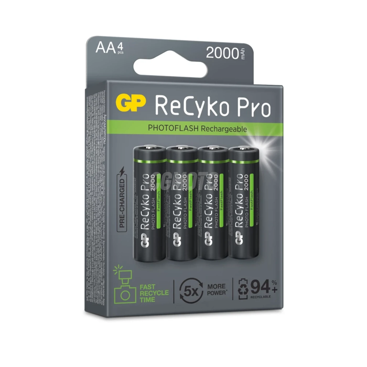 4 pilas recargables NIMH Photoflash AA 1,2 V Recyko Pro 2000 mAh