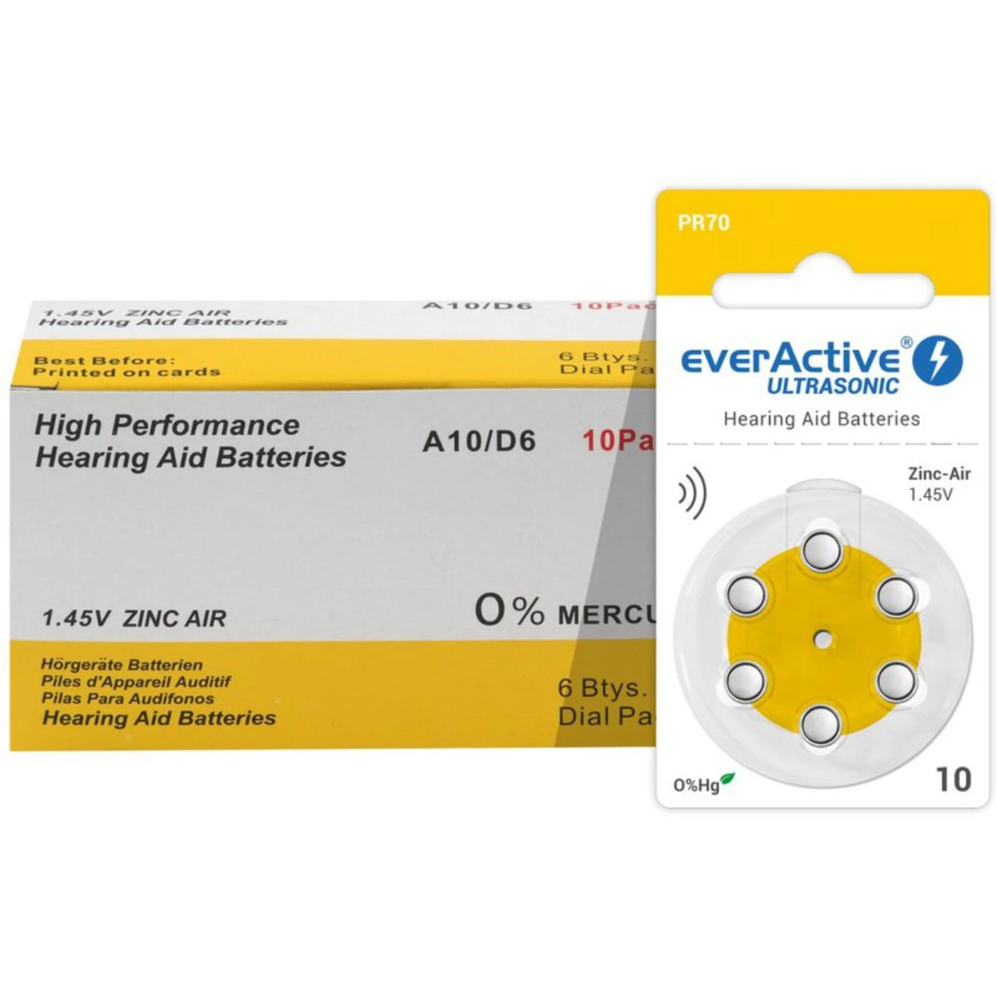 6 pilas auditivas de zinc-aire 10 1,45 V Ultrasonic 