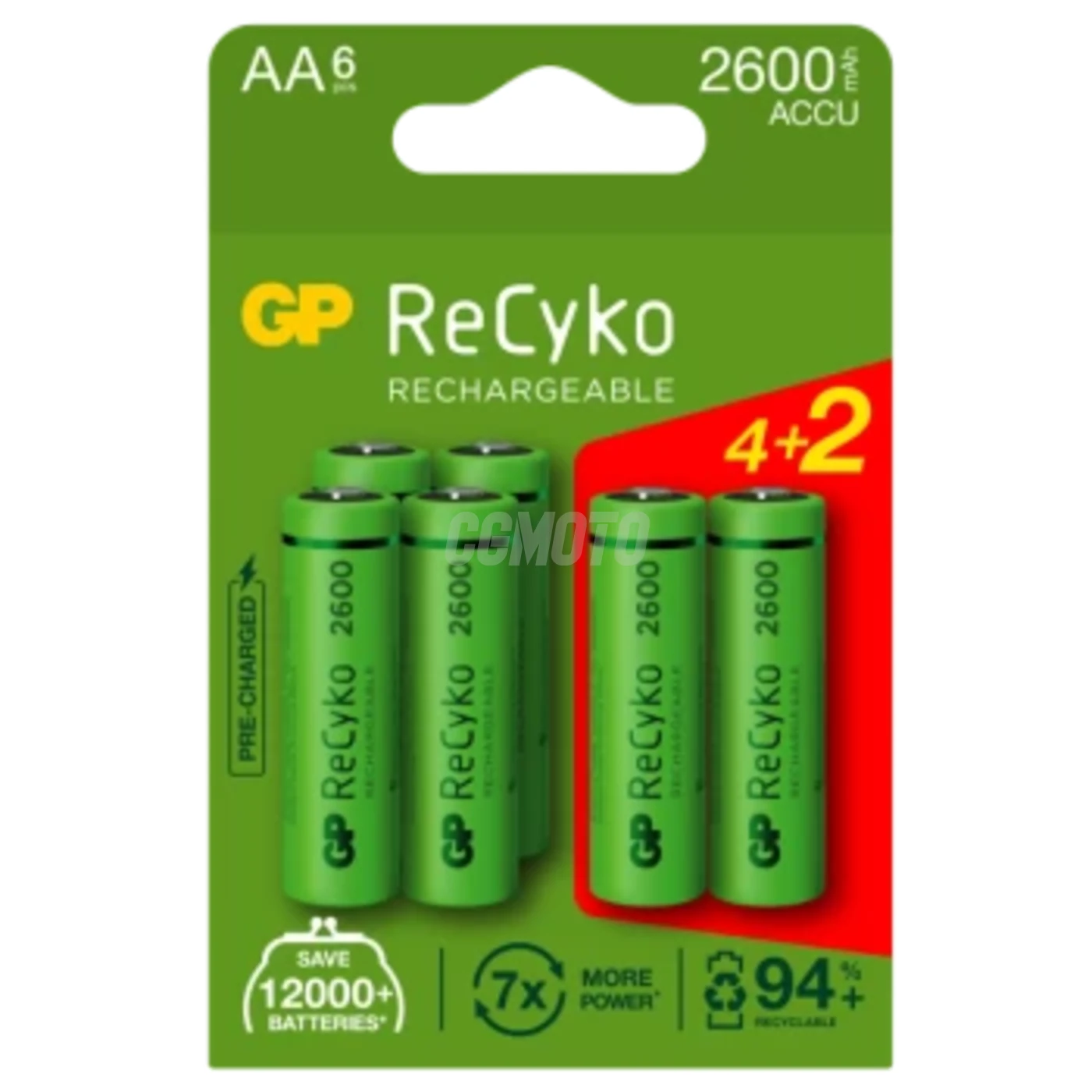 Blister de 6 pilas recargable Recyko+ AA 2600mAh
