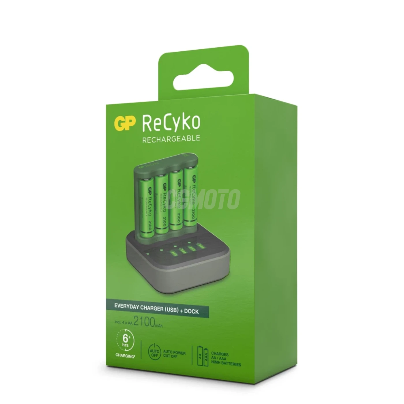 Cargador 6 horas GP B421 (USB) + 4 pilas NiMH AA 2000 mAh + estación D451