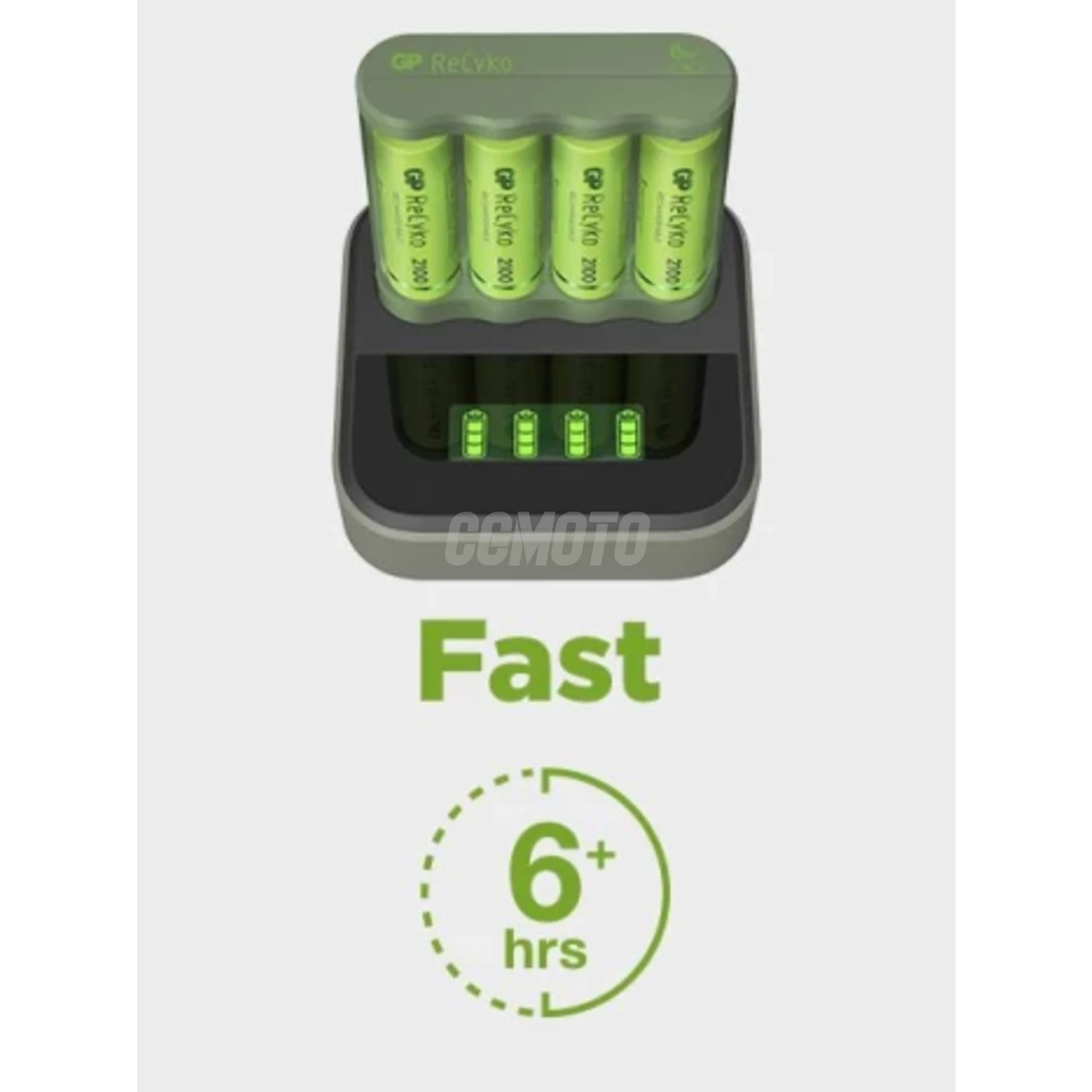 Cargador 6 horas GP B421 (USB) + 4 pilas NiMH AA 2000 mAh + estación D451
