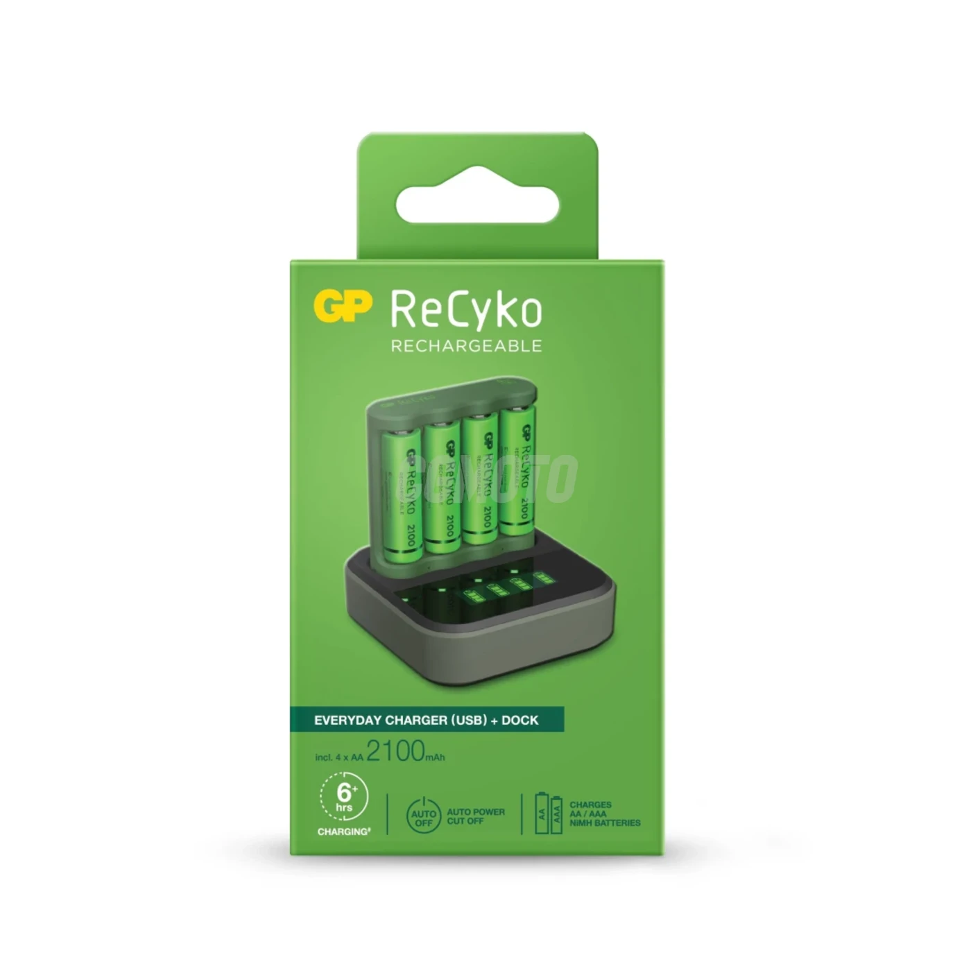Cargador 6 horas GP B421 (USB) + 4 pilas NiMH AA 2000 mAh + estación D451