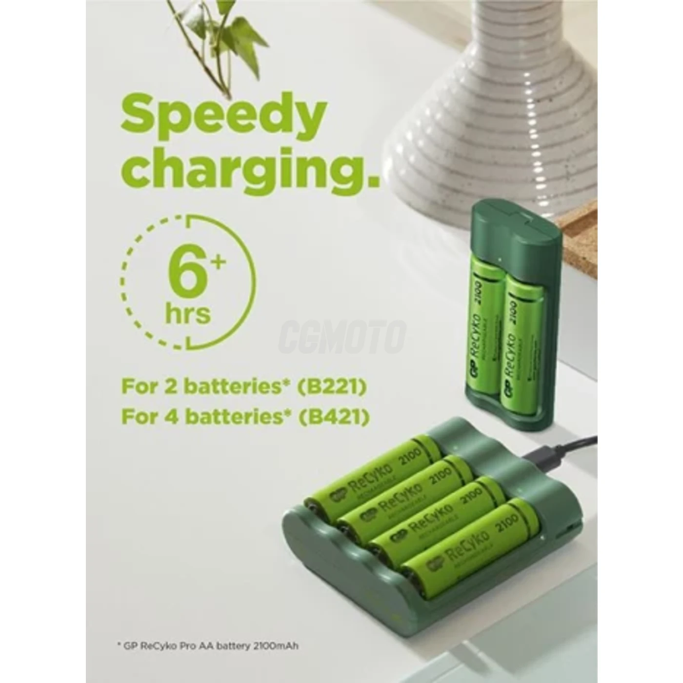 Cargador 6 horas GP B421 (USB) + 4 pilas NiMH AA 2000 mAh