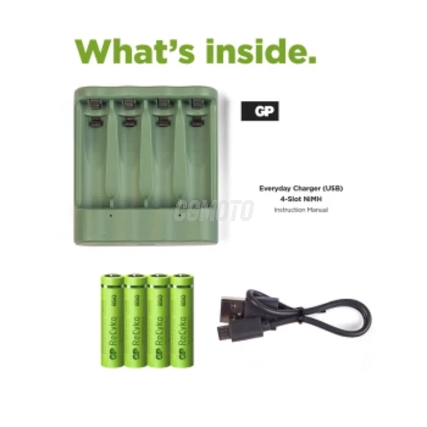 Cargador 6 horas GP B421 (USB) + 4 pilas NiMH AAA 850 mAh