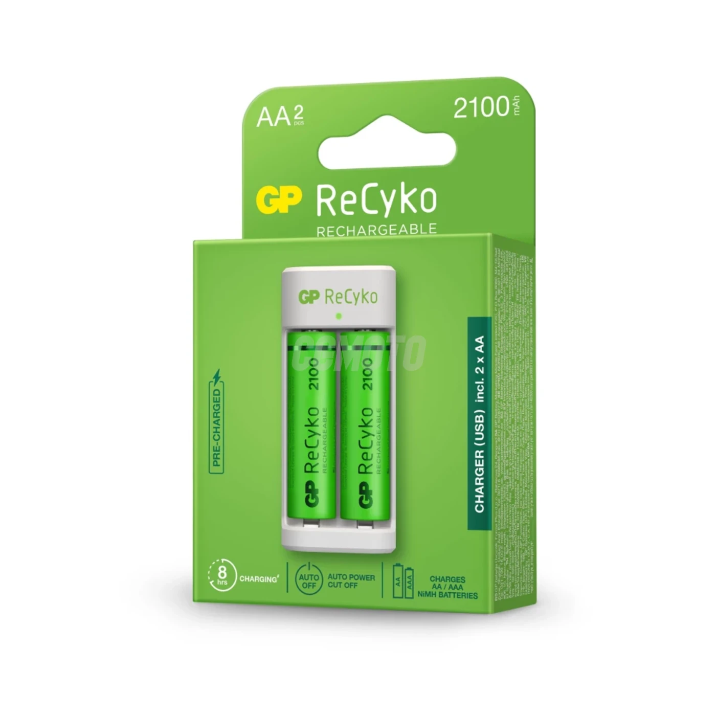 Cargador estándar GP E211 + 2 pilas NiMH AA 2100 mAh