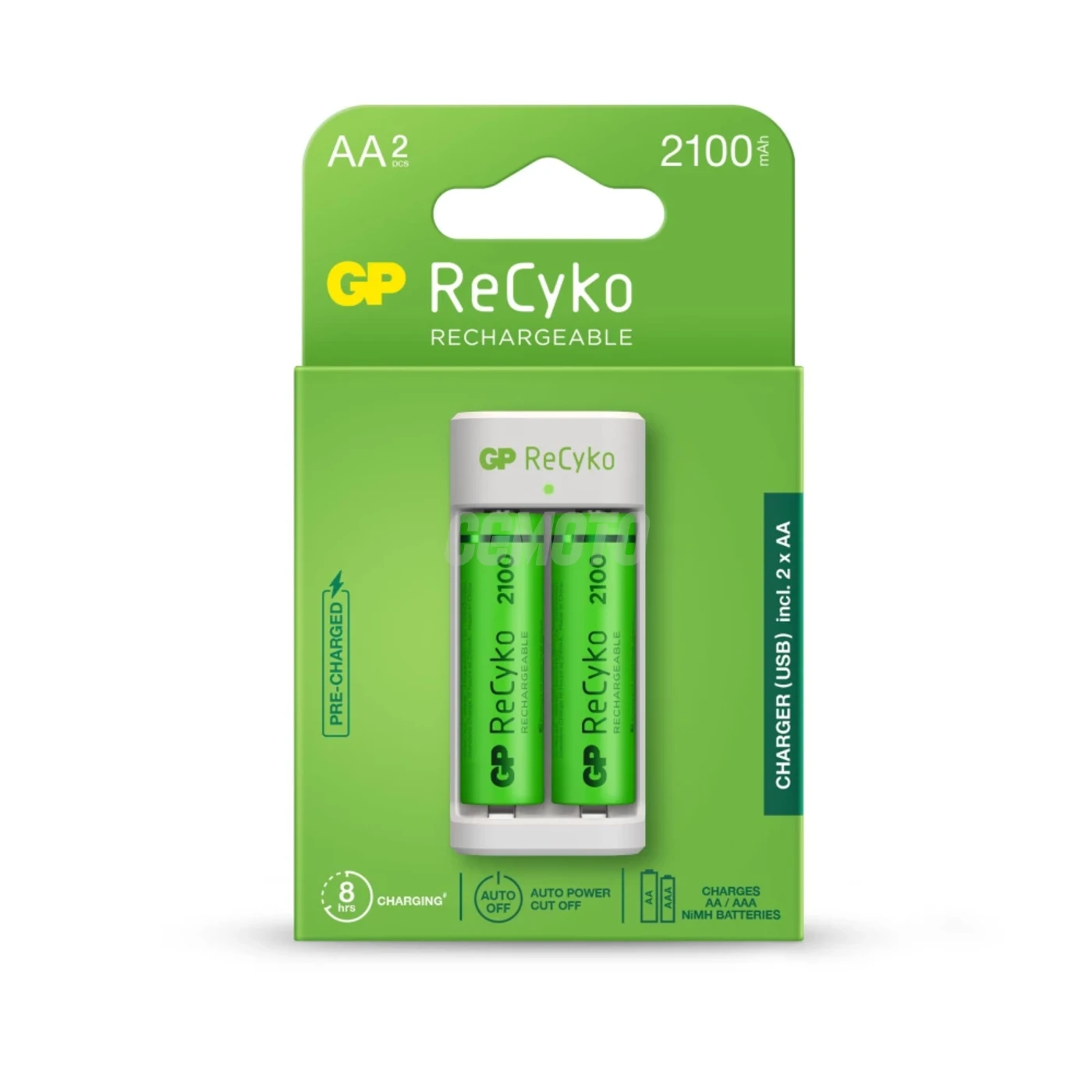 Cargador estándar GP E211 + 2 pilas NiMH AA 2100 mAh