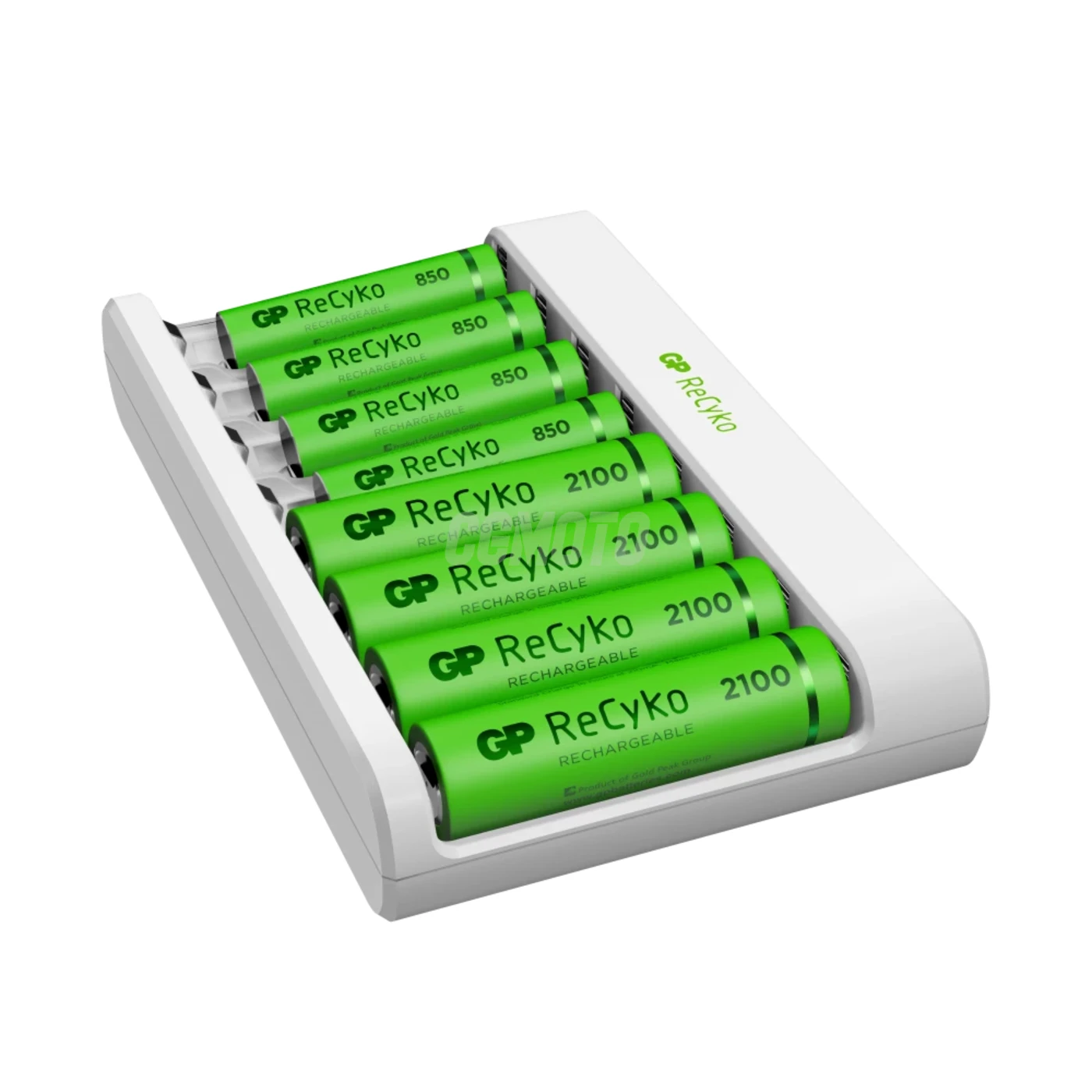 Cargador estándar GP E811 + 8 pilas NiMH 4xAA 2100mAh + 4xAAA 850mah