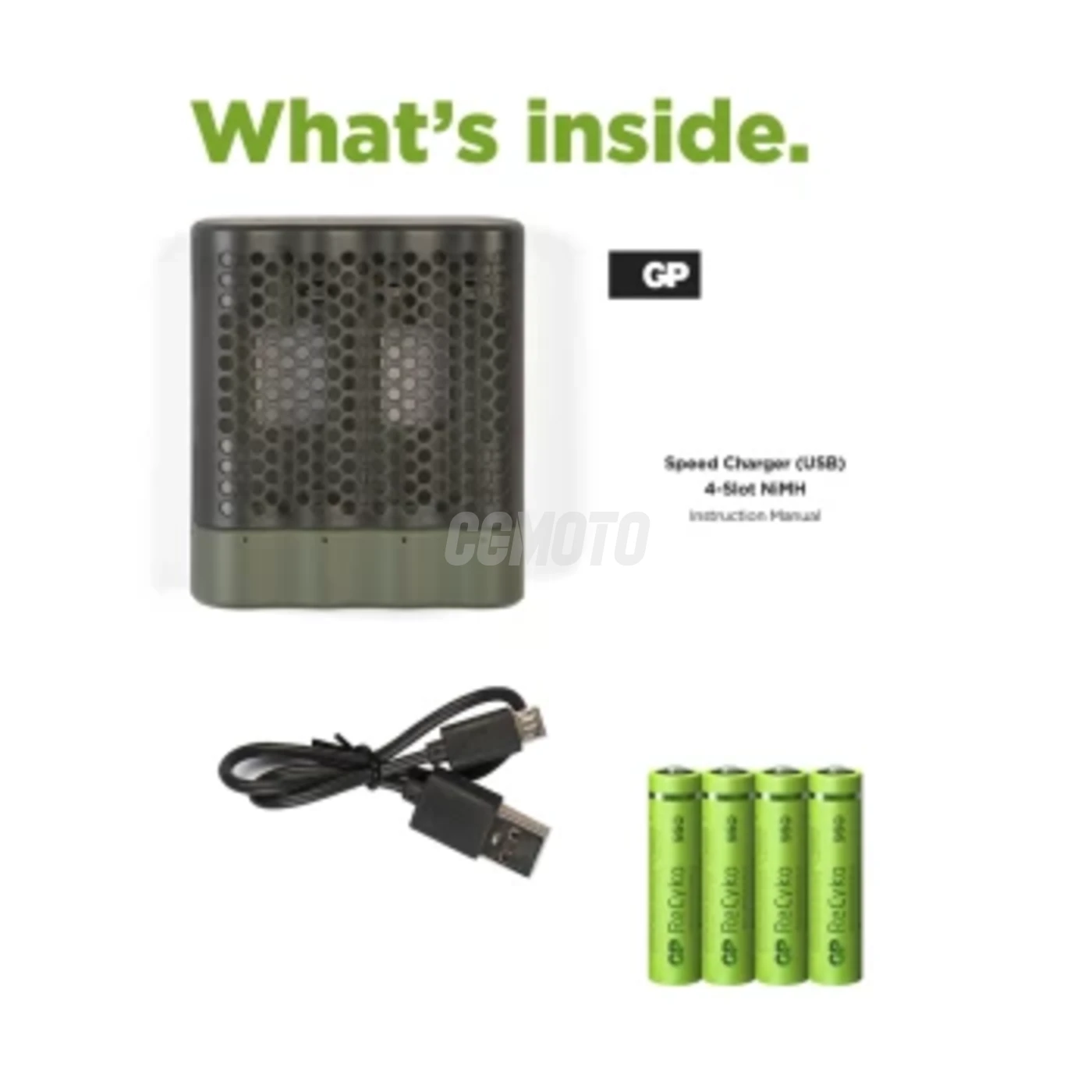 Cargador rápido 2-4 horas M451 USB + 4 pilas NiMH AAA  950 mAh