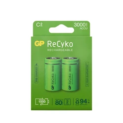 2 pilas recargables NIMH C 1,2 V Recyko 3000 mAh