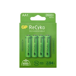4 pilas recargables NIMH AA 1,2 V Recyko 2600 mAh