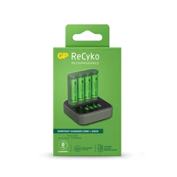 Cargador 6 horas GP B421 (USB) + 4 pilas NiMH AA 2000 mAh + estación D451